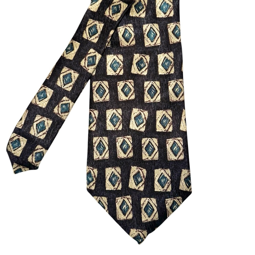 NWT Lands’ End Mens Tie Silk Jacquard Black Xtra Long Handsewn 65x3.75” USA - Picture 3 of 4